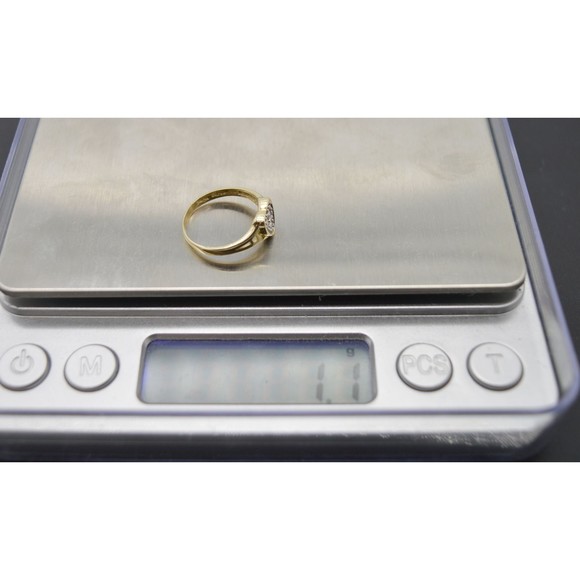 Real 10k Yellow Solid Gold Shiny Heart CZ Pinky Childrens Ring Size 4 - Picture 3 of 4